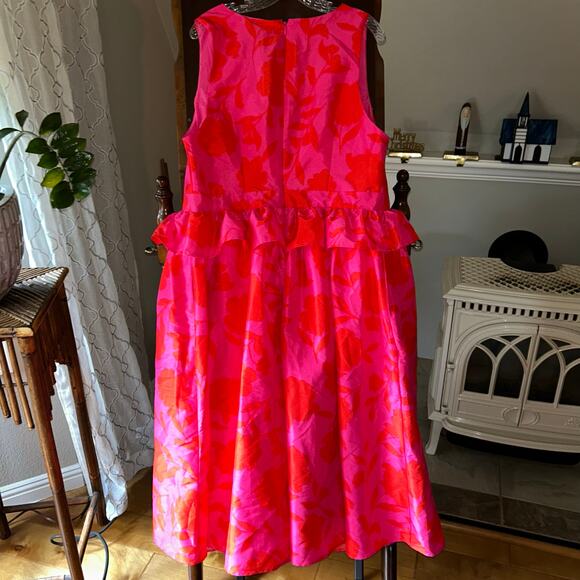 Classic Rose Peplum Midi Dress - kate spade new york Pink/Red size 17 EUC - Picture 4 of 10